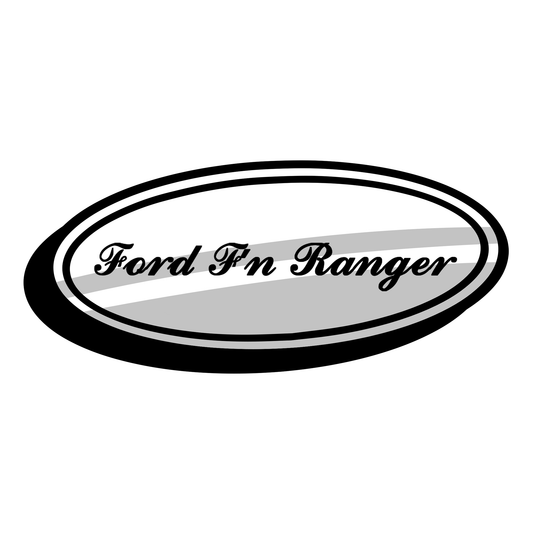 "Ford F'n Ranger" Sticker Blue Oval Badge Grey-Scale Ford Logo