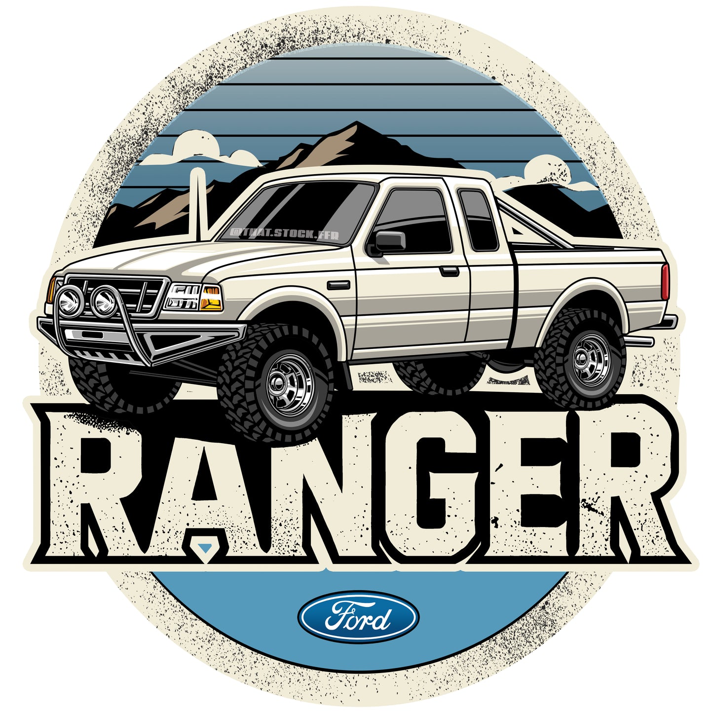 Ford Ranger Landscape Vinyl Sticker - 3" Inch