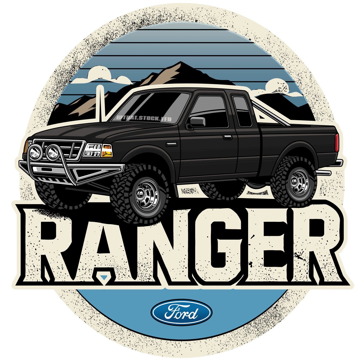 Ford Ranger Landscape Vinyl Sticker - 3" Inch